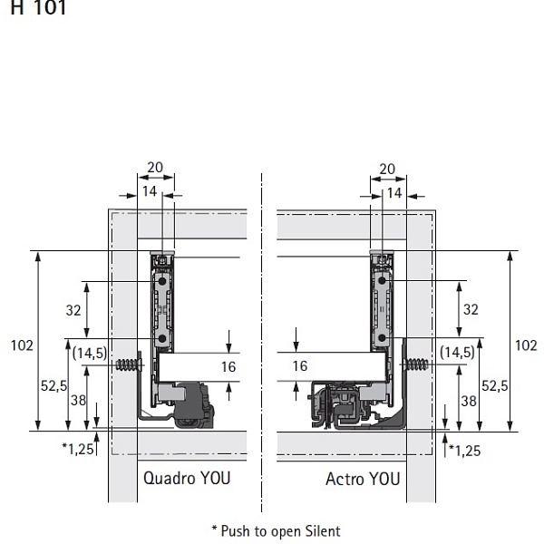 Комплект ящика AvanTech You антрацит H-101 мм L-500 мм Hettich 1/1