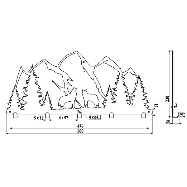 Вешалка Mountains WS101 структурный черный 500 мм Gamet