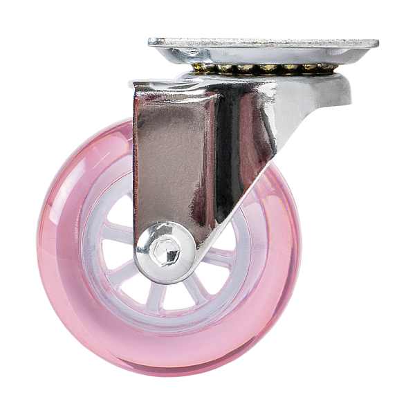 Колесо розовое D-50 мм поворотное на площадке без стопора нагрузка 30 кг Ларвидж 1/20