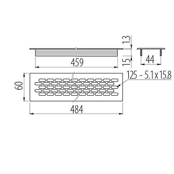 Решетка вентиляционная 60*480 мм алюминиевая (1/25)