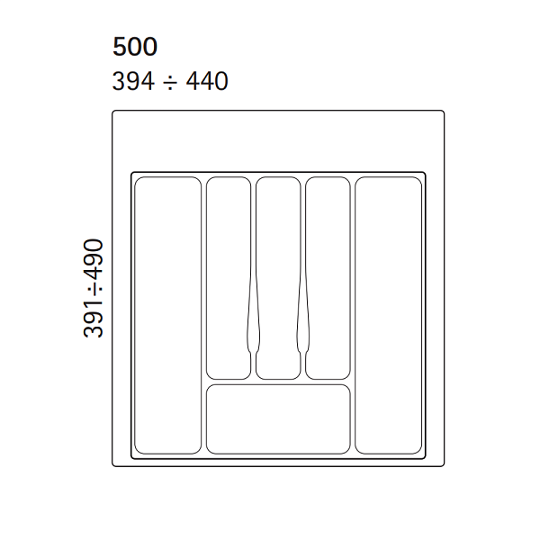 Лоток для столовых приборов черный W-500 мм МФС-77 1/1