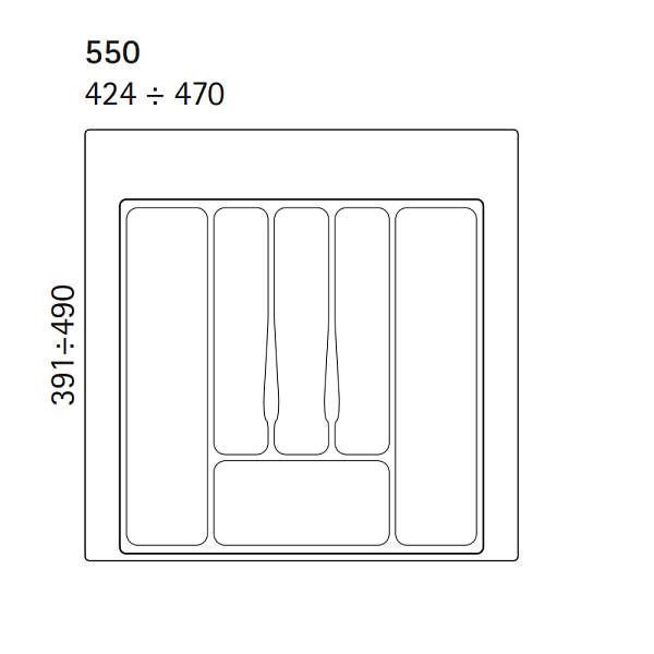 Лоток для столовых приборов черный W-550 мм МФС-77 1/1