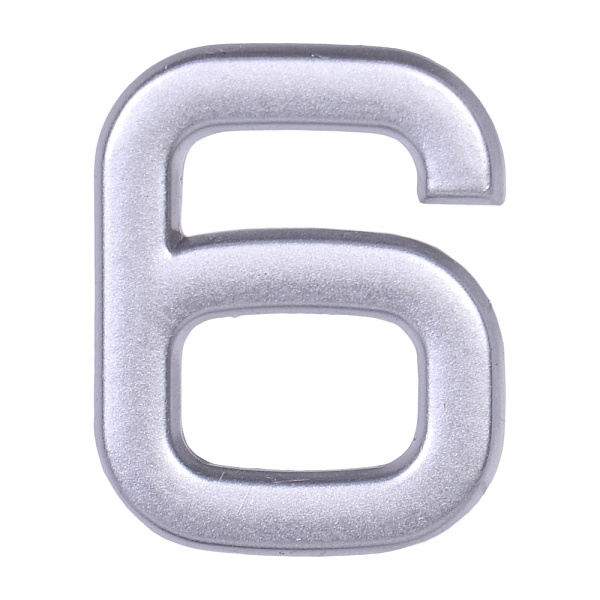 Цифра "6" самокл. 40*32 серебро (пластик)