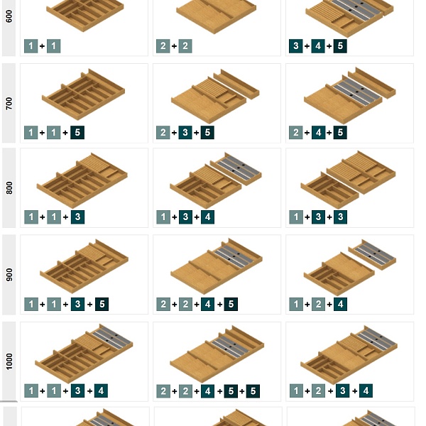 Лоток для столовых приборов деревянный W-200 мм для фольги Rejs 1/1