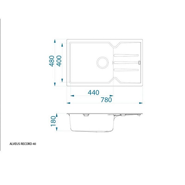 Кухонная мойка Record 40 G91 - черный 780х480х180 мм Alveus 1/1