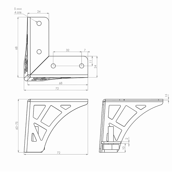Опора мебельная Vista белый матовый H-60 мм регулируемая нагрузка 30 кг Boyard