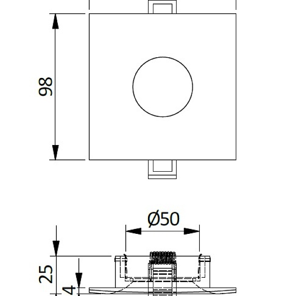 Светильник AURORA квадратный черный IP20 без цоколя GTV 1/1